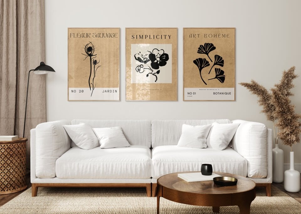 Minimalist Botanical 3'lü Çerçevesiz Poster