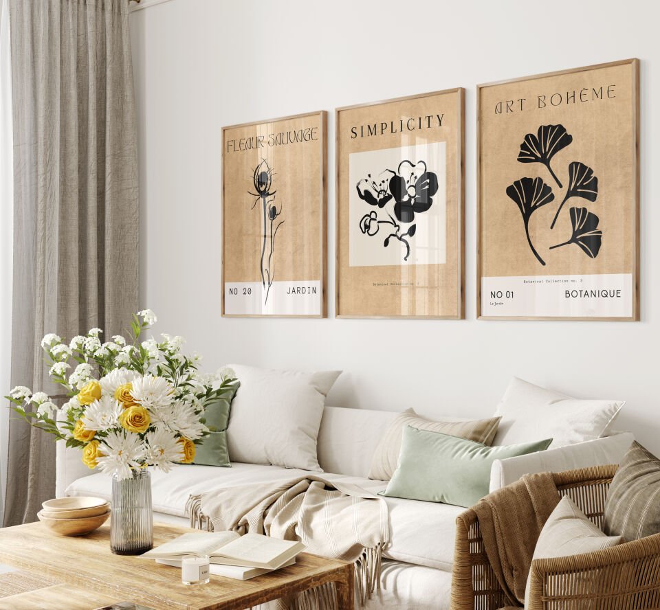 Minimalist Botanical 3'lü Çerçevesiz Poster